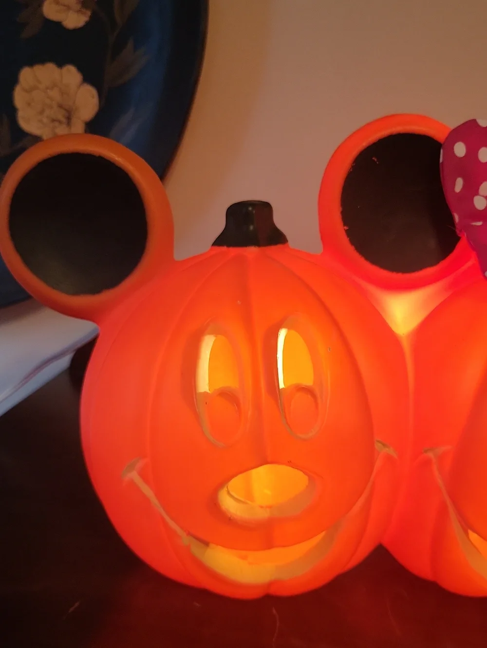 Vintage Halloween Mickey & Minnie Double Pumpkin Tabletop Blowmold